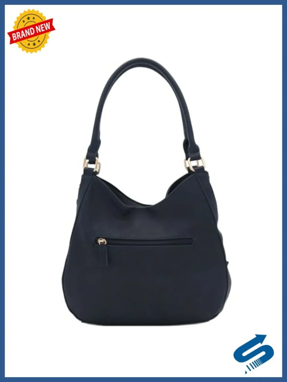 Faux Leather 3 Compartment Hobo Bag Lightweight Gold Hardware